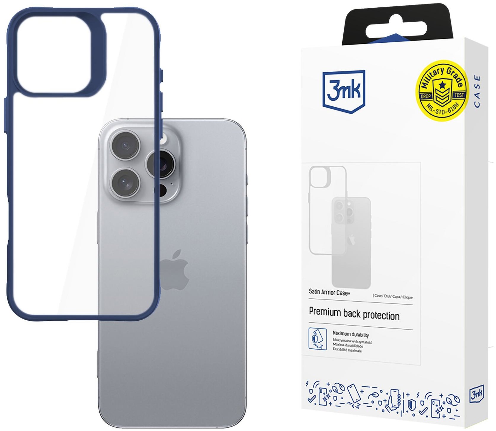 3MK Satin Armor Case+ Blue pro Apple iPhone 16 Pro Max