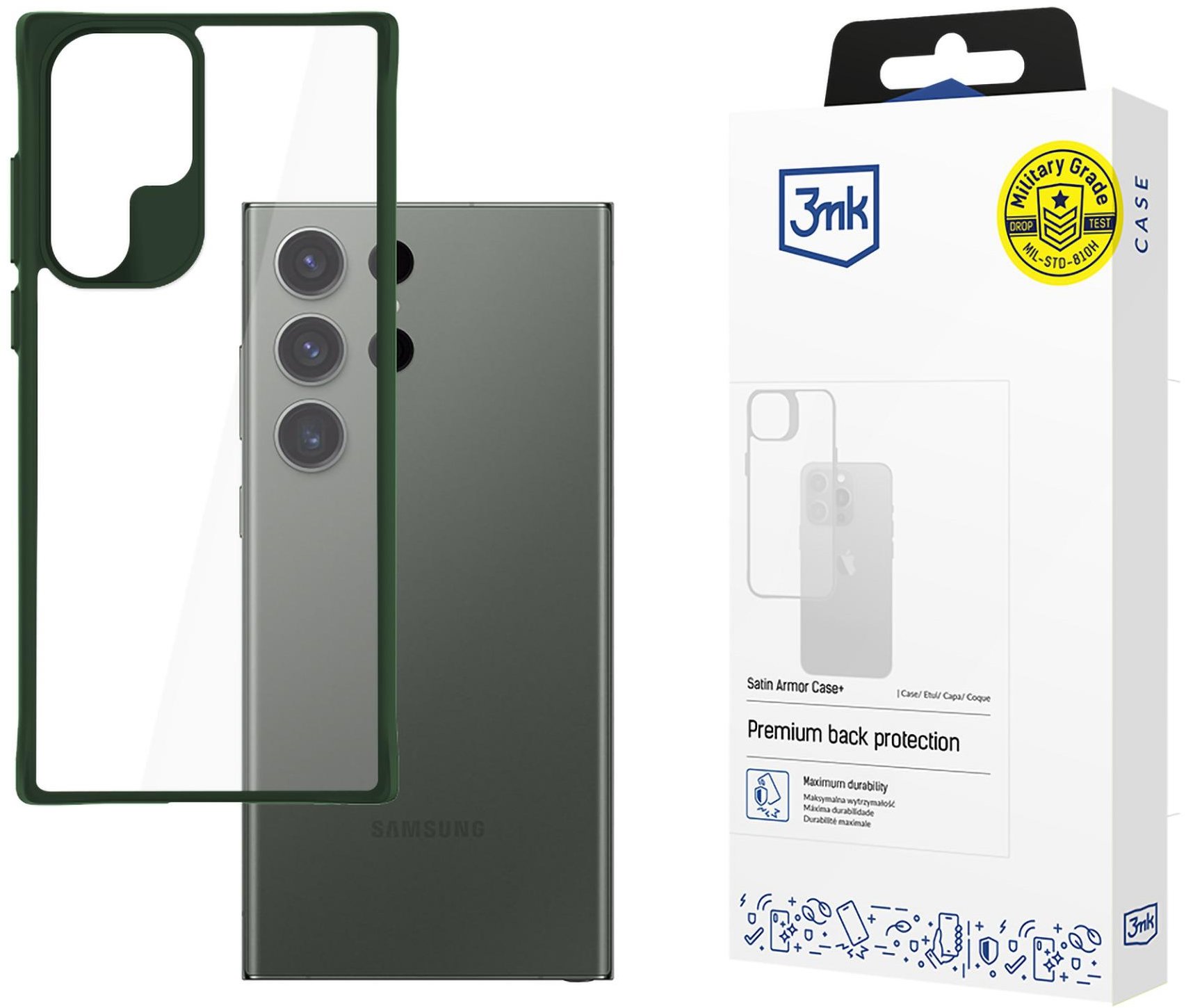 3MK Satin Armor Case+ Green pro Samsung Galaxy S24 Ultra