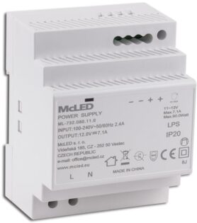 McLED Napájecí zdroj 90 W, DC12V/7.1A, IP20, na DIN lištu