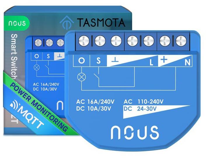 Nous B2T WiFi Tasmota spínací modul (1 kanál, měření spotřeby, ESP32)