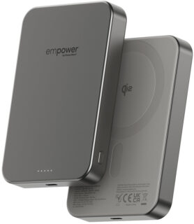 PanzerGlass Empower bezdrátová Qi2 powerbanka 10000 mAh, MagSafe, šedá, hlikové tělo