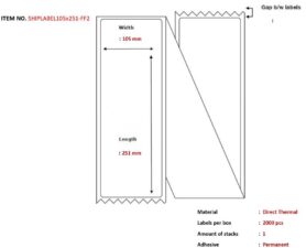 Capture přepravní štítky 105 x 251 mm, skládané, Direct Thermal, 2000 štítků v balení. Vhodné pro Po