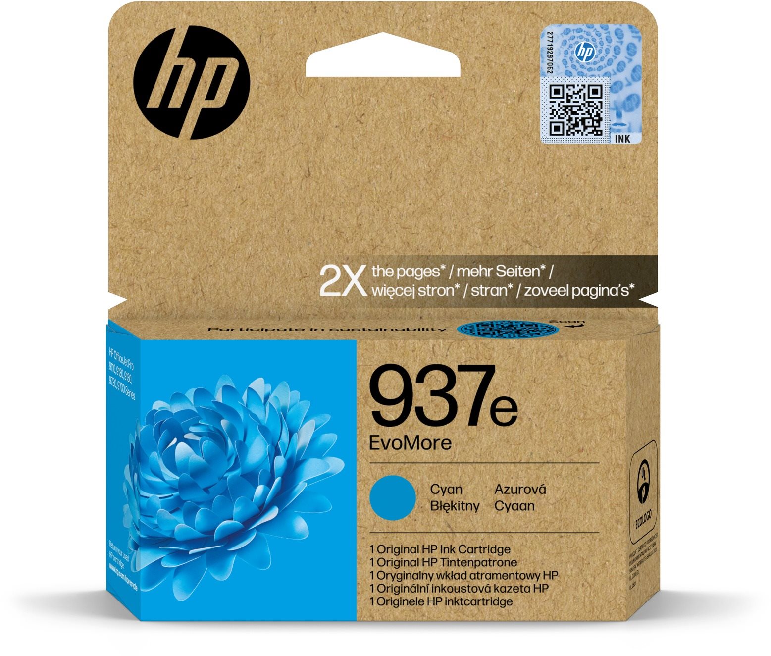 HP 4S6W6NE č. 937 XL EvoMore azurová