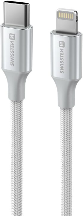 Swissten datový kabel Textile II USB-C / Lightning 1.5m bílý