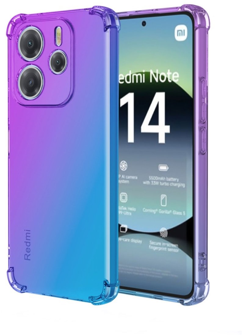 TopQ Kryt Xiaomi Redmi Note 14 Shock duhový fialovo-modrý 136551