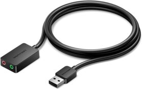Vention 2-port USB External Sound Card 1M Black