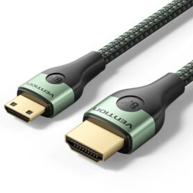 Vention Cotton Braided Ultra Thin HDMI-C Male to HDMI-A Male Cable 8K 2M Green Aluminum Alloy Type
