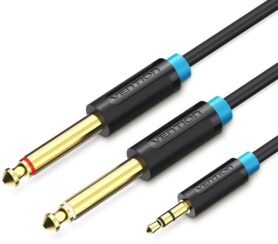 Vention 3.5mm Male to 2x 6.3mm Male Audio Cable 5m Black