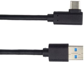 PremiumCord Kabel USB typ C/M zahnutý konektor 90° - USB 3.0 A/M, 3m
