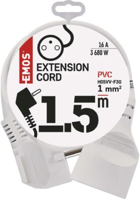Kabel prodlužovací, 1,5m / 250V, bílá