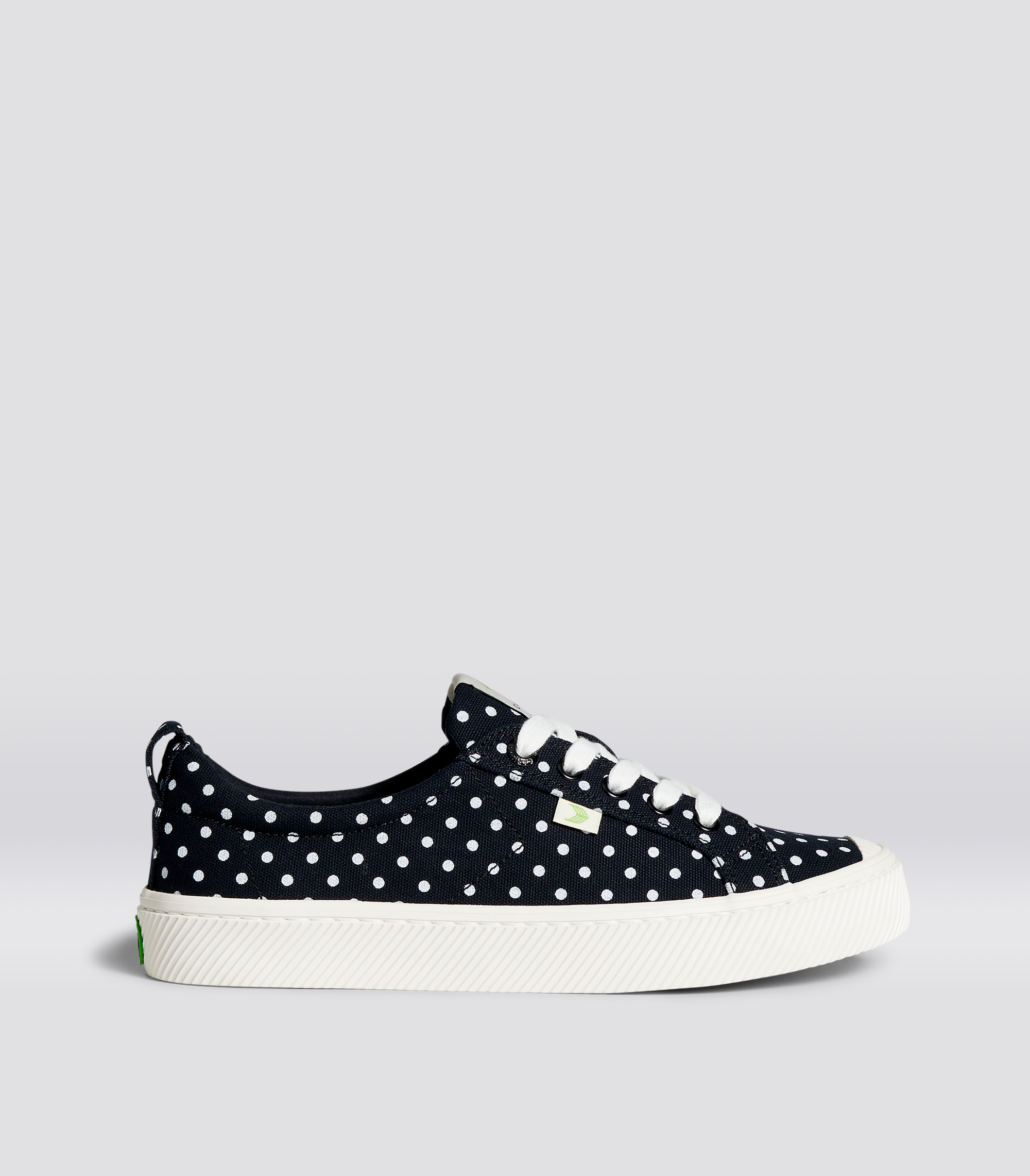 Cariuma OCA Low Black Canvas White Polka Dots Sneaker - Black Polka Dots / Women 9.5 / Men 8