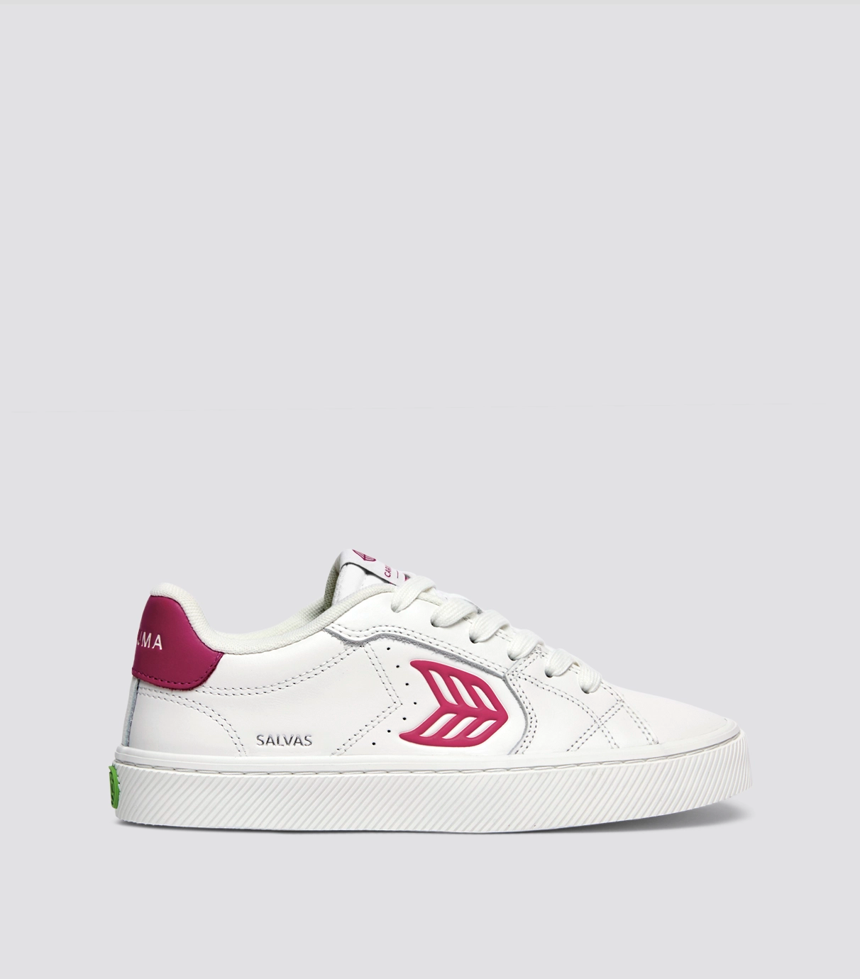 Cariuma SALVAS White Leather Jazzy Pink Logo Sneaker - White/Jazzy Pink / Women 8 / Men 6.5