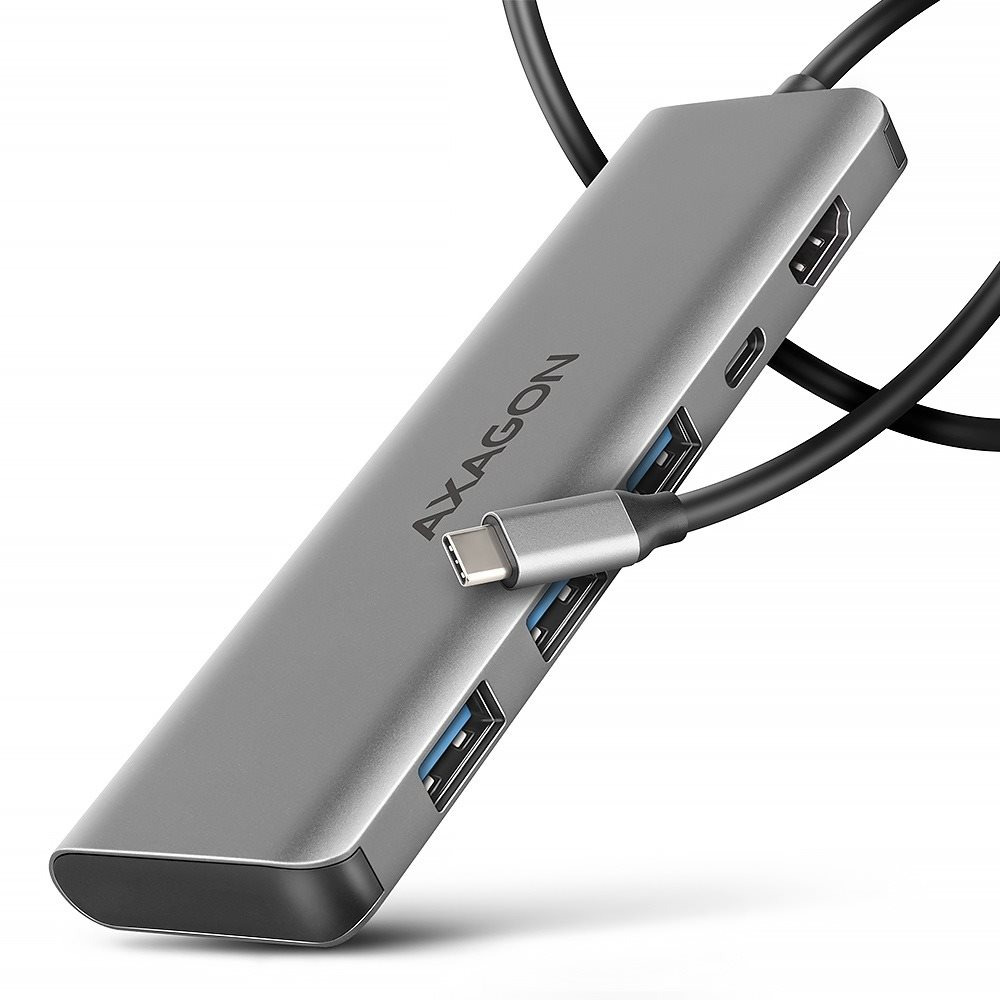 AXAGON HMC-5H, 5-in-1 Hub, USB-C 5Gbps, 3x USB-A, HDMI 4k/30Hz, PD 100W, USB-C cable 100 cm