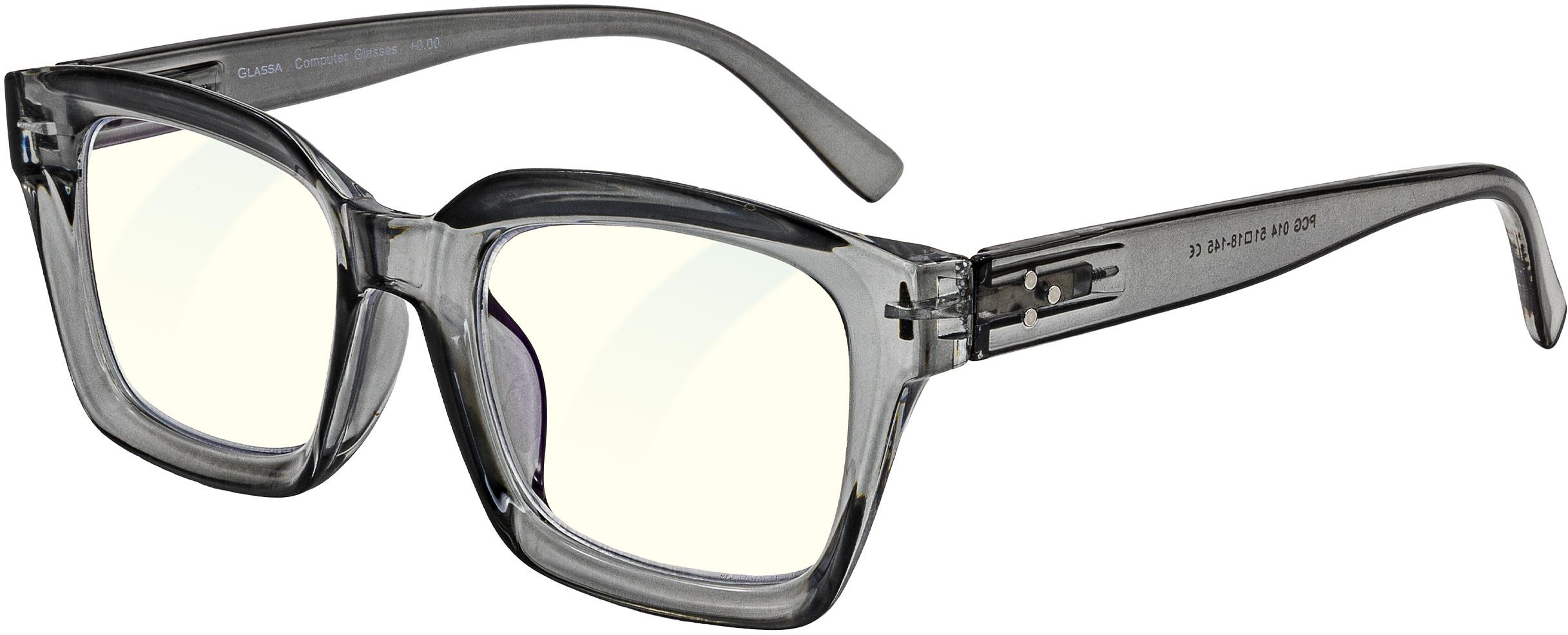 GLASSA Blue Light Blocking Glasses PCG 014, +4,00 dio, šedé transparentní