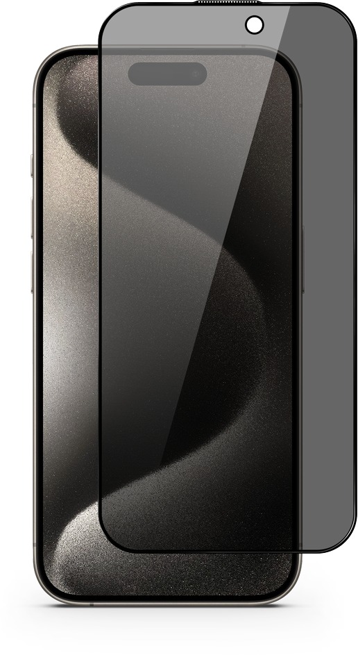 Epico Edge to Edge ochranné sklo s privátním filtrem pro iPhone 15 Plus - s aplikátorem