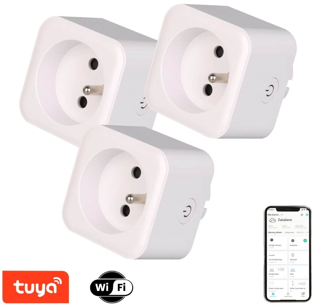 IMMAX NEO LITE Smart sada 3x vnitřní zásuvka v2 s kolíkem, typ E, WiFi