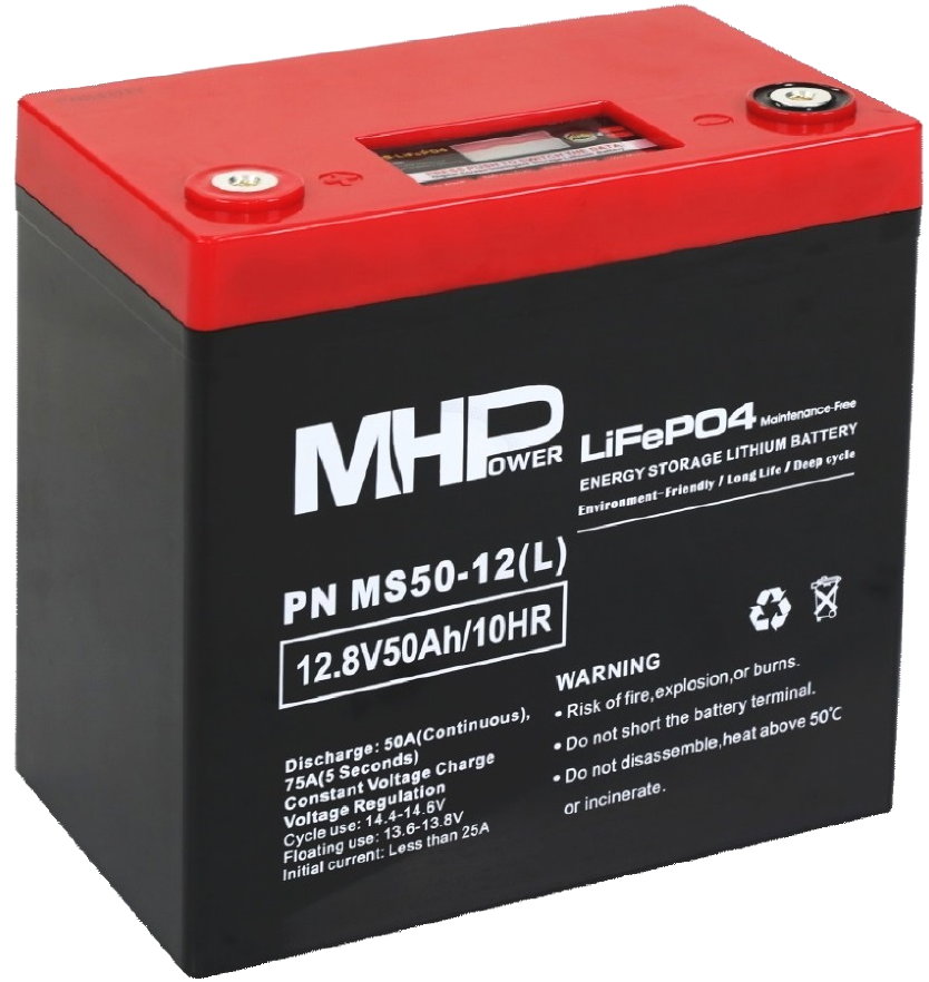 MHPower MS50-12(L) Lithium baterie LiFePO4 12V/50Ah, Terminál LC5 - M8