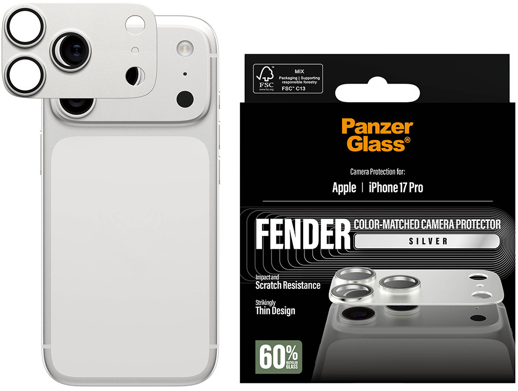 PanzerGlass FENDER Apple iPhone 17 Pro stříbrný ochranný hliníkový prvek fotoaparátu