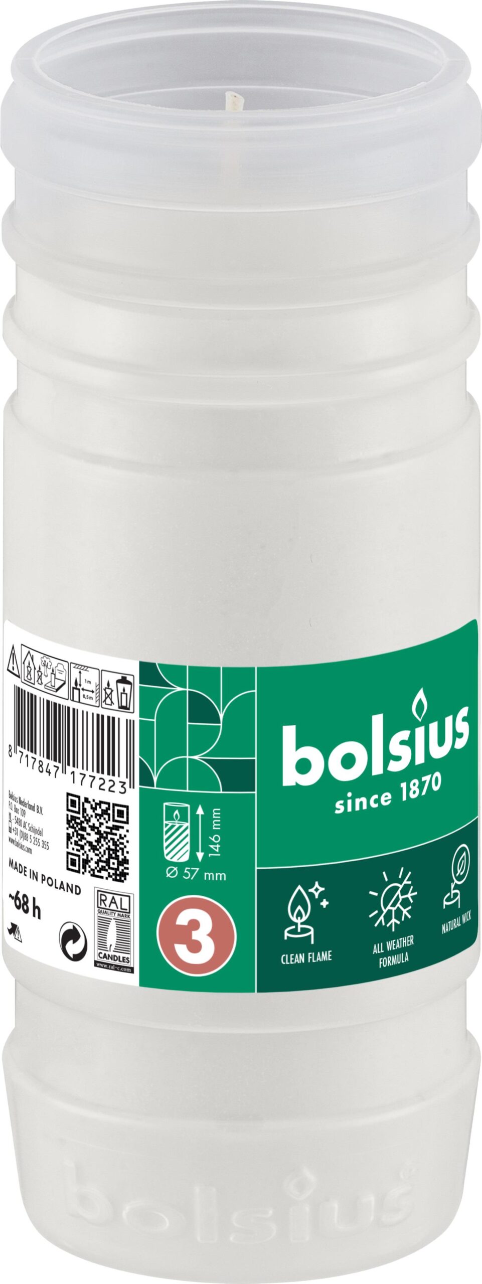 BOLSIUS náplň do kahanců parafínová RP3 bílá 208 g
