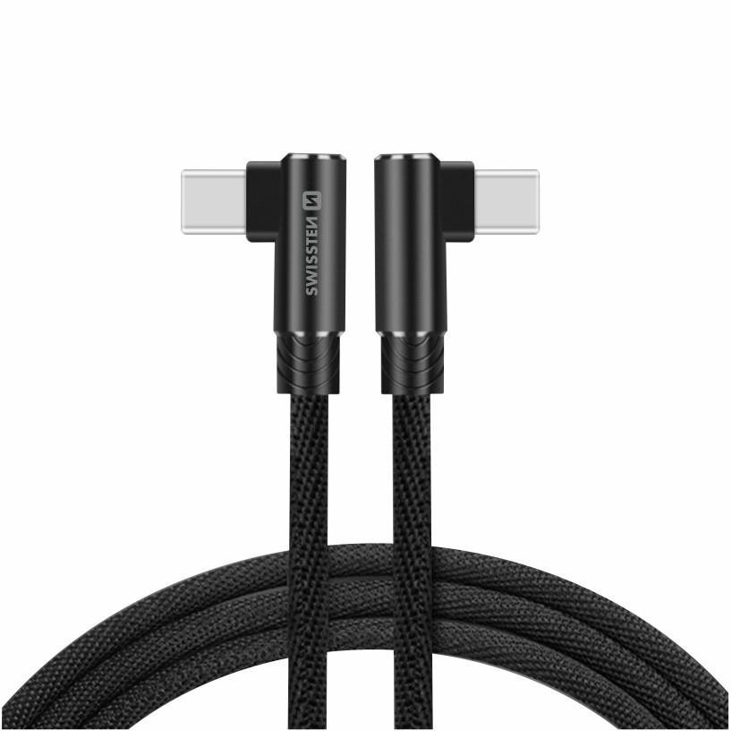 Swissten Arcade textilní datový kabel USB-C/USB-C 1.2m černý