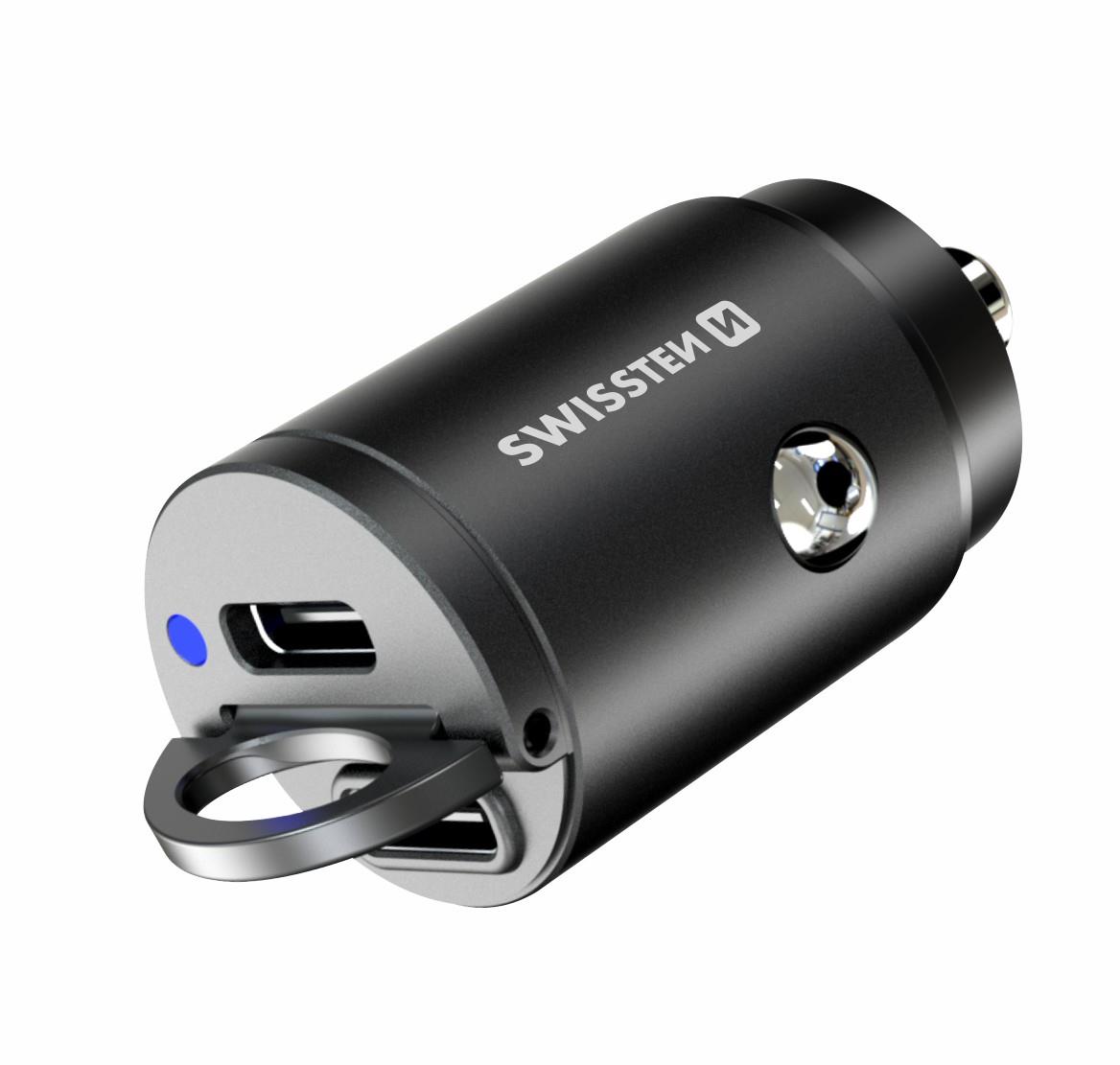 Swissten CL adaptér Power Delivery 2x USB-C 45W Nano černý