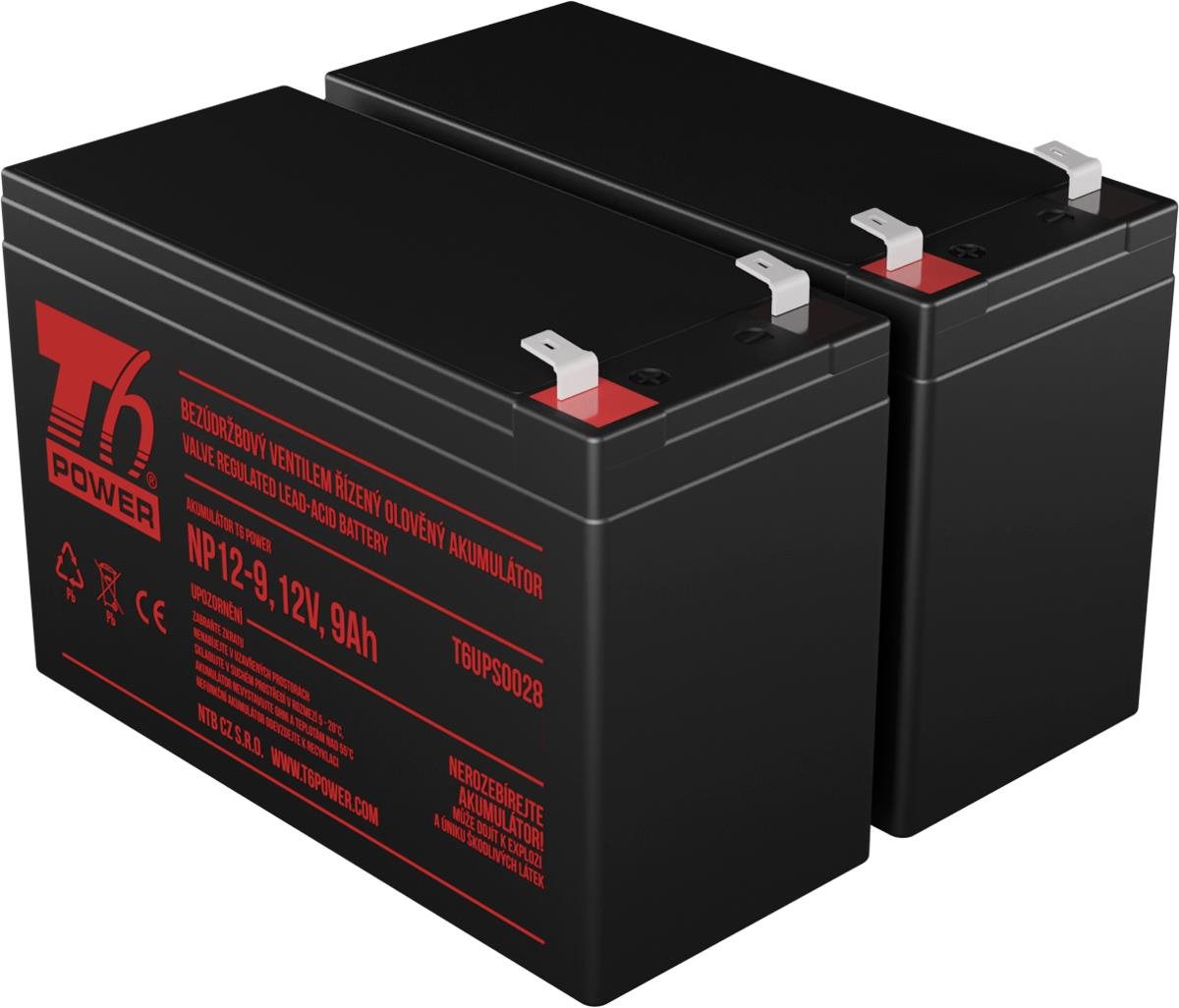 Sada baterií T6 Power pro Eaton Ellipse ECO 1600VA, VRLA, 12 V