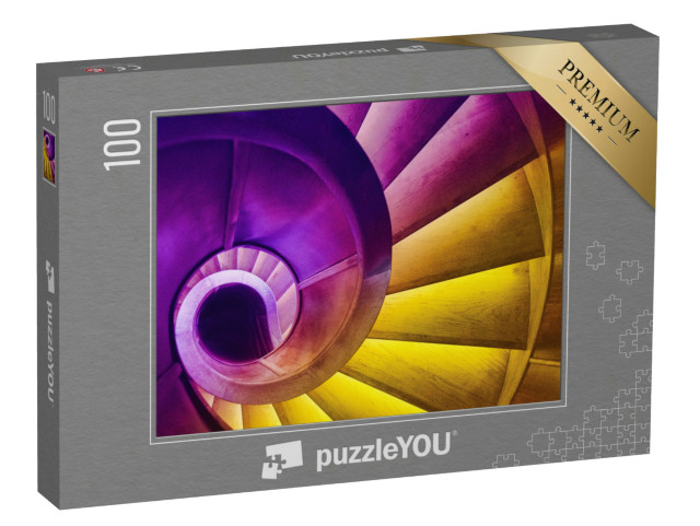 puzzle 100 dílků „Abstraktní detail točitého schodiště ve staré budově“