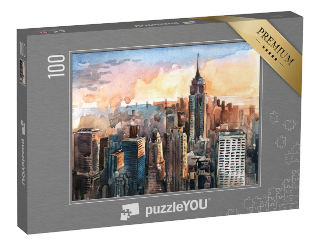 puzzle 100 dílků „Akvarel Manhattanu, New York, USA“