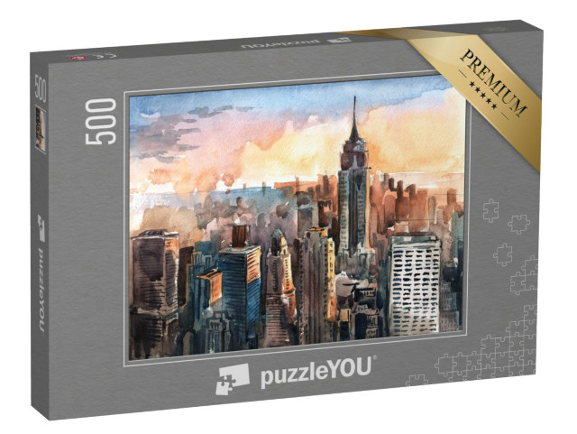 puzzle 500 dílků „Akvarel Manhattanu, New York, USA“
