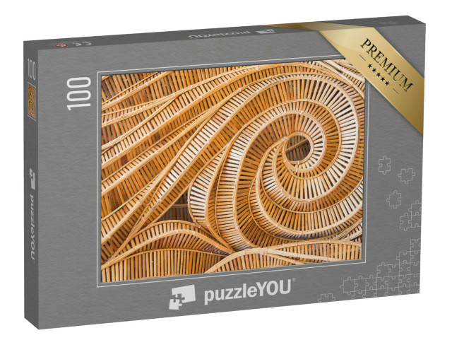 puzzle 100 dílků „Bambusový povrch v přírodních barvách, vzor vlny“