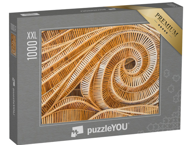 puzzle 1000 dílků XXL „Bambusový povrch v přírodních barvách, vzor vlny“
