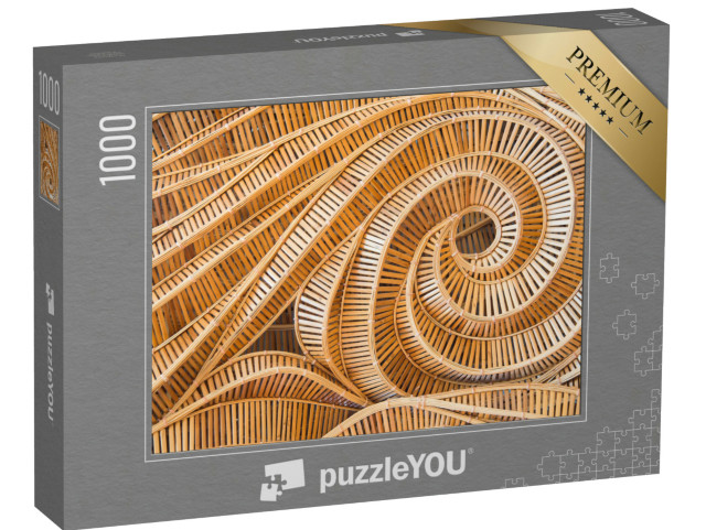 puzzle „Bambusový povrch v přírodních barvách, vzor vlny“