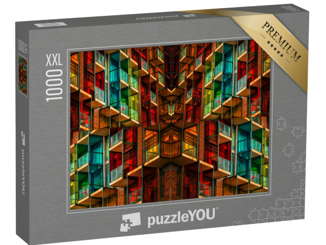 puzzle 1000 dílků XXL „Barevná budova s mnoha balkony a okny“