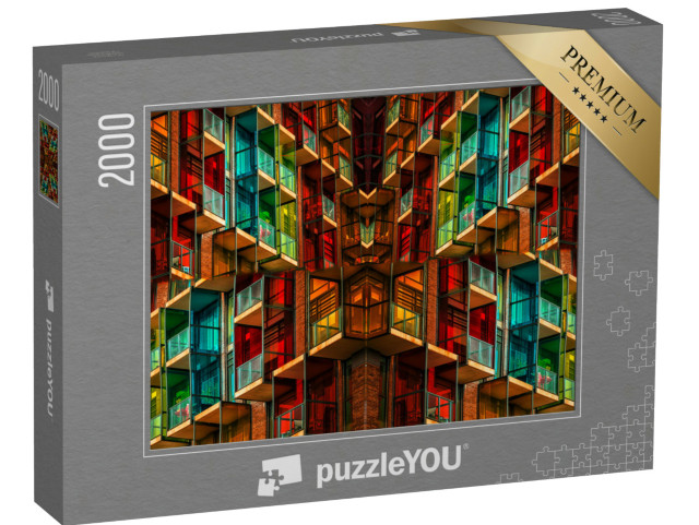 puzzle 2000 dílků „Barevná budova s mnoha balkony a okny“