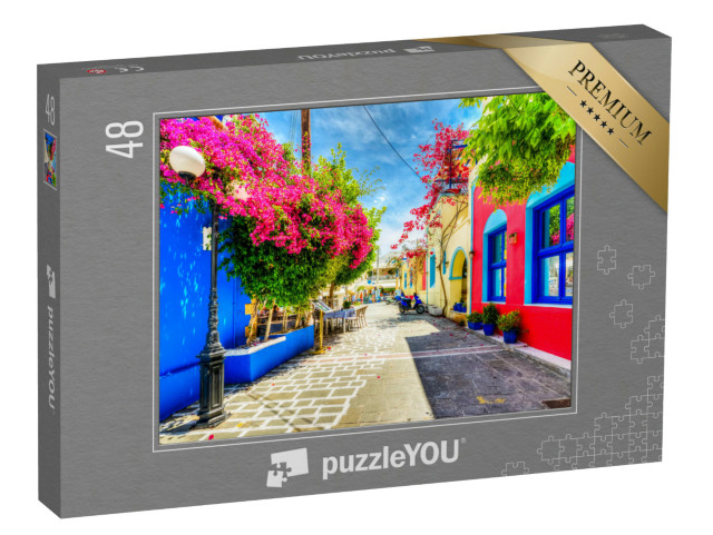 puzzle 48 dílků „Barevná ulice v Kosu, Řecko“