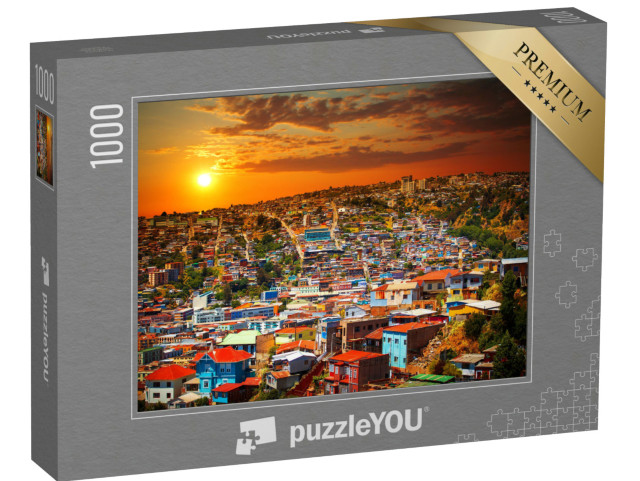 puzzle 1000 dílků „Barevné budovy na kopcích města Valparaiso, Chile“