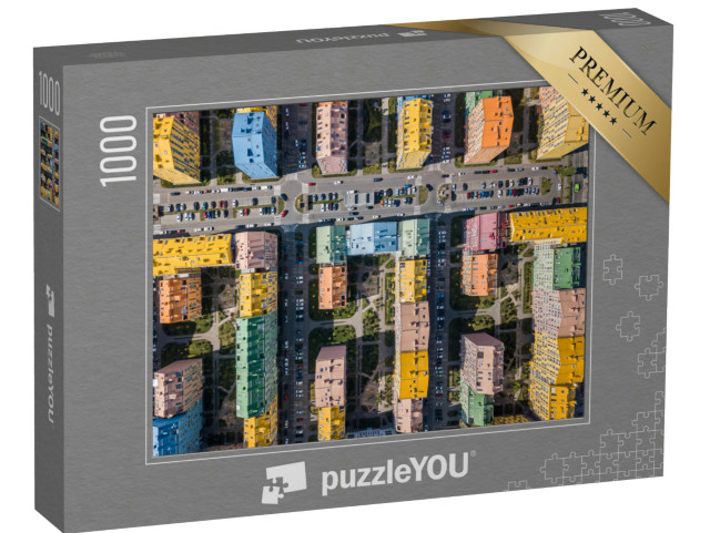 puzzle „Barevné domy ve čtvrti Comfort Town, Kyjev, Ukrajina“