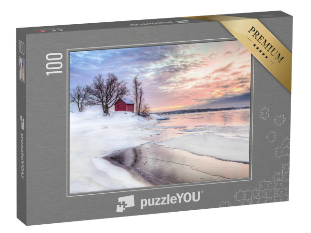 puzzle 100 dílků „Chata na zimním souostroví ve Stockholmu, Švédsko“