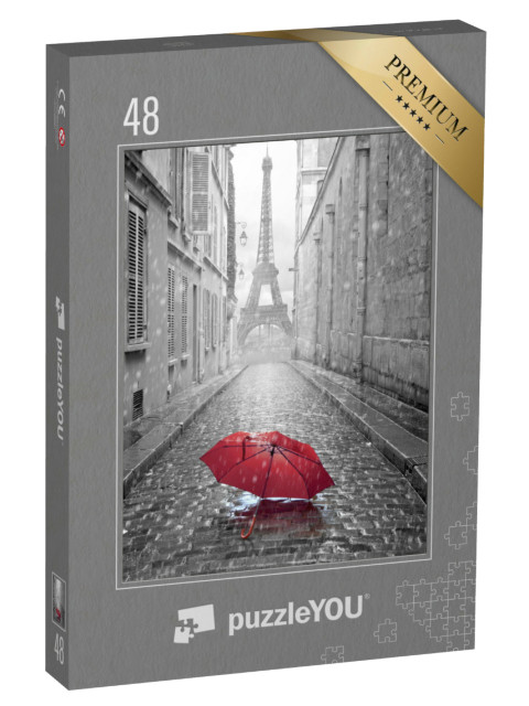puzzle 48 dílků „Eiffelova věž, pohled z pařížské ulice, Paříž, Francie“