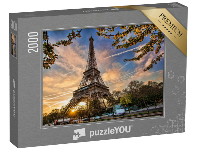 puzzle 2000 dílků „Eiffelova věž s jarním stromem, Paříž, Francie“