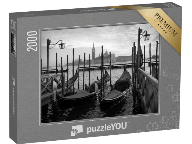 puzzle 2000 dílků „Gondoly v Benátkách, černobíle, Itálie“