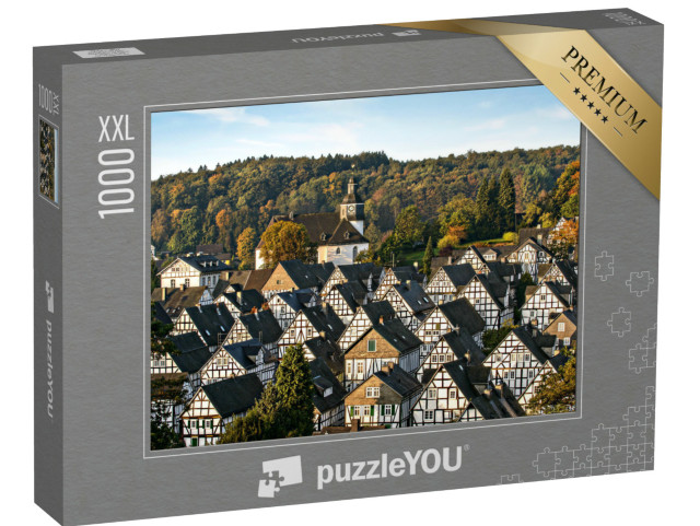 puzzle 1000 dílků XXL „Historické hrázděné domy ve Freudenbergu, Německo“