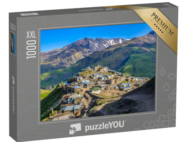 puzzle 1000 dílků XXL „Horská vesnice Xinaliq na Vysokém Kavkaze, Ázerbájdžán“