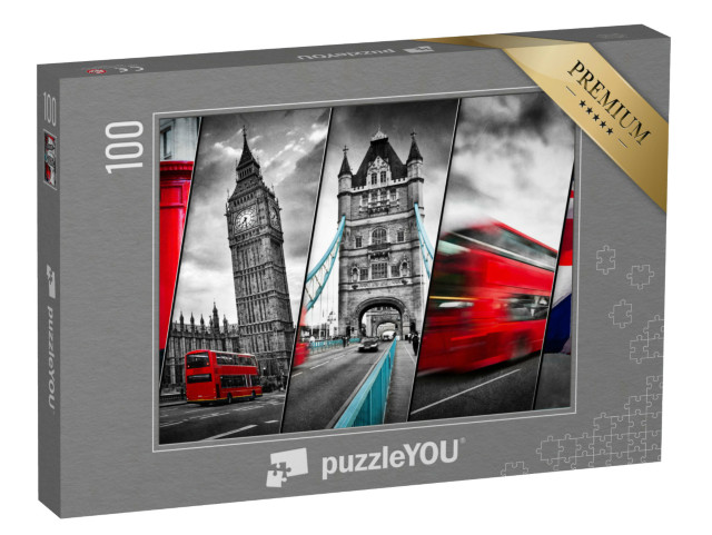 puzzle 100 dílků „Koláž slavných londýnských památek“