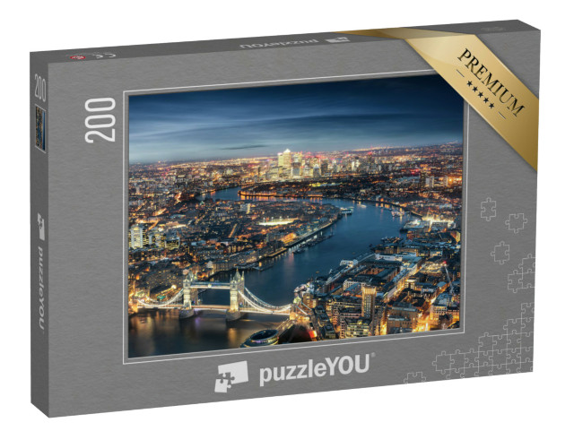 puzzle 200 dílků „Letecký pohled na Londýn, Tower Bridge večer, Anglie“