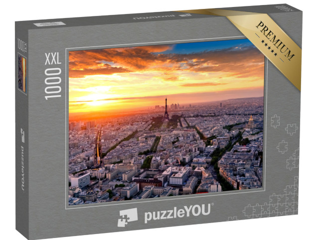 puzzle 1000 dílků XXL „Letecký pohled na Paříž při západu slunce, Francie“