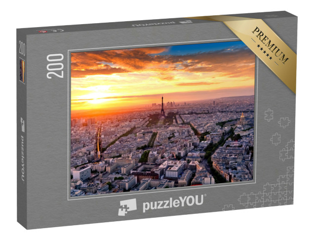 puzzle 200 dílků „Letecký pohled na Paříž při západu slunce, Francie“