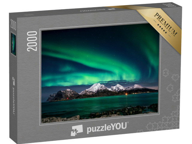 puzzle 2000 dílků „Lofoty v zimě, krásná polární záře“