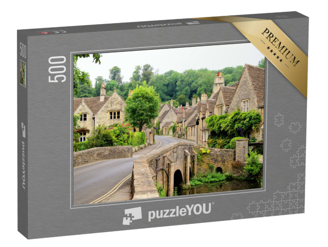 puzzle 500 dílků „Malebná cotswoldská vesnice Castle Combe, Anglie“