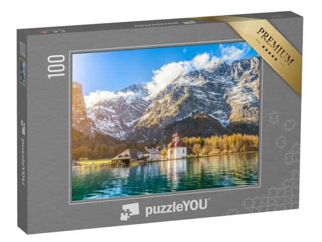 puzzle 100 dílků „Malebná horská krajina u jezera Königssee v Bavorsku, Německo“